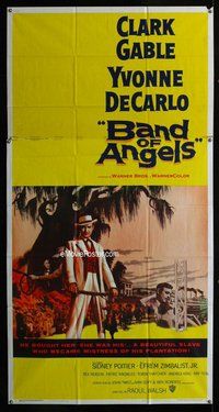 n300 BAND OF ANGELS three-sheet movie poster '57 Clark Gable, Yvonne De Carlo