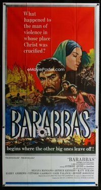 n027 BARABBAS three-sheet movie poster '62 Anthony Quinn, Silvana Mangano