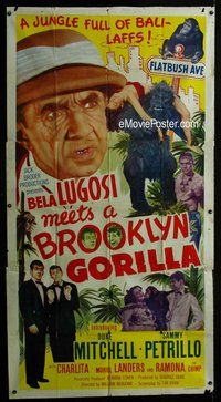 n302 BELA LUGOSI MEETS A BROOKLYN GORILLA three-sheet movie poster '52