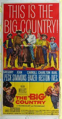 n307 BIG COUNTRY three-sheet movie poster '58 William Wyler western classic!