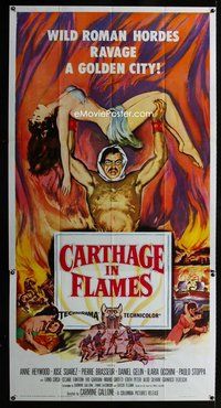 n029 CARTHAGE IN FLAMES three-sheet movie poster '60 Anne Heywood, Italian!
