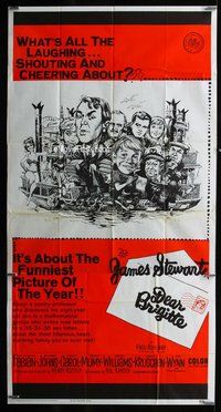 n341 DEAR BRIGITTE three-sheet movie poster '65 Jimmy Stewart, Jack Davis art