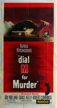 n345 DIAL M FOR MURDER three-sheet movie poster '54 Hitchcock, Grace Kelly