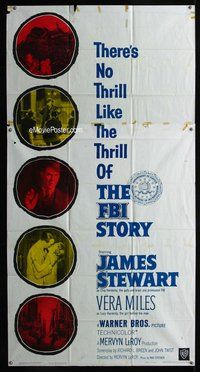 n355 FBI STORY three-sheet movie poster '59 Jimmy Stewart, Vera Miles