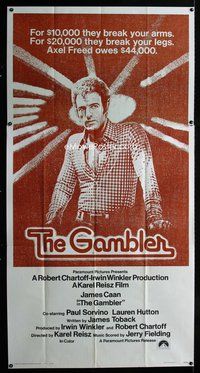 n036 GAMBLER int'l three-sheet movie poster '74 gambling James Caan!
