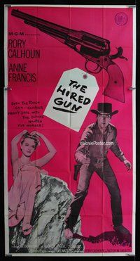 n389 HIRED GUN three-sheet movie poster '57 Rory Calhoun, Anne Francis