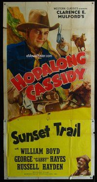 n538 HOPALONG CASSIDY stock 3sh '40s William Boyd as Hopalong Cassidy, Sunset Trail!
