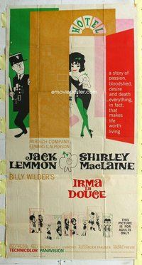 n404 IRMA LA DOUCE three-sheet movie poster '63 Billy Wilder, MacLaine