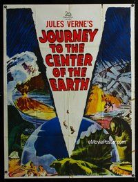 n406 JOURNEY TO THE CENTER OF THE EARTH three-sheet movie poster '59 Verne