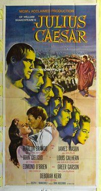 n408 JULIUS CAESAR three-sheet movie poster R69 Marlon Brando, James Mason