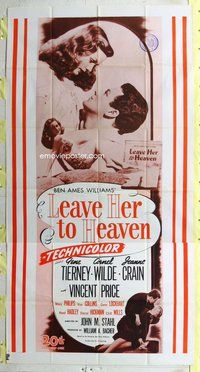 n414 LEAVE HER TO HEAVEN three-sheet movie poster R60s Tierney, Wilde, Crain
