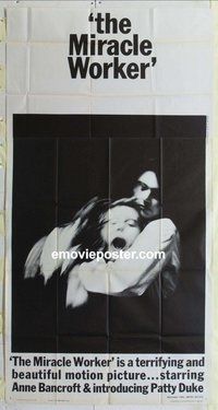 n435 MIRACLE WORKER three-sheet movie poster '62 Anne Bancroft, Patty Duke