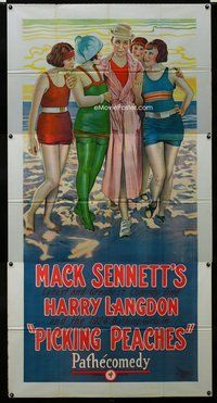 n455 PICKING PEACHES three-sheet movie poster '24 very 1st Harry Langdon!