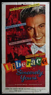 n508 SINCERELY YOURS three-sheet movie poster '55 Liberace, Joanne Dru