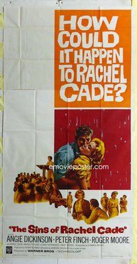 n510 SINS OF RACHEL CADE three-sheet movie poster '60 Angie Dickinson