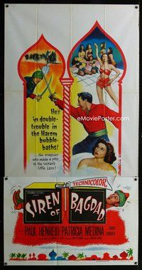 n054 SIREN OF BAGDAD three-sheet movie poster '53 Paul Henreid, Medina