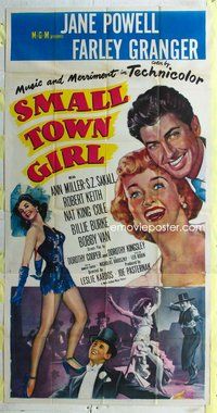 n513 SMALL TOWN GIRL three-sheet movie poster '53 Powell, sexy Ann Miller!