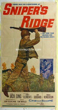 n514 SNIPER'S RIDGE three-sheet movie poster '61 Jack Ging, Tanley Clements