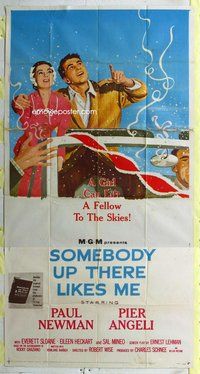 n518 SOMEBODY UP THERE LIKES ME three-sheet movie poster '56 Newman, boxing!