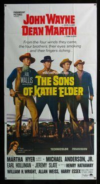 n520 SONS OF KATIE ELDER three-sheet movie poster '65 John Wayne, Martin