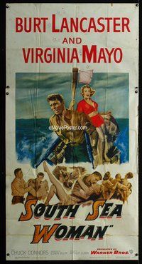 n521 SOUTH SEA WOMAN three-sheet movie poster '53 Lancaster, Virginia Mayo