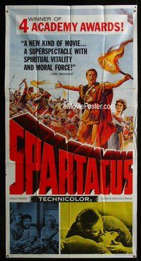 n523 SPARTACUS three-sheet movie poster '61 Stanley Kubrick, Kirk Douglas