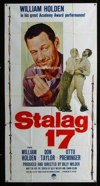 n529 STALAG 17 three-sheet movie poster R59 William Holden, Billy Wilder