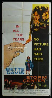 n056 STORM CENTER three-sheet movie poster '56 Bette Davis, Brian Keith