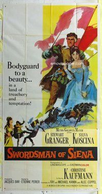 n541 SWORDSMAN OF SIENA three-sheet movie poster '62 Stewart Granger, Koscina