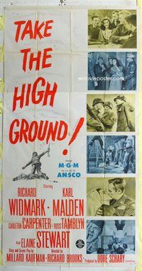 n542 TAKE THE HIGH GROUND three-sheet movie poster '53 Richard Widmark, Malden