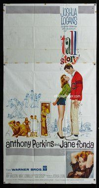 n543 TALL STORY three-sheet movie poster '60 Perkins, Fonda, basketball!