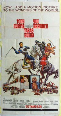 n544 TARAS BULBA style B three-sheet movie poster '62 Tony Curtis, Brynner