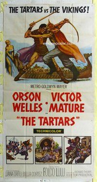 n547 TARTARS three-sheet movie poster '61 Victor Mature, Orson Welles