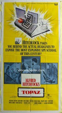 n571 TOPAZ three-sheet movie poster '69 Alfred Hitchcock, John Forsythe