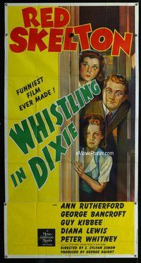 n594 WHISTLING IN DIXIE three-sheet movie poster '42 Red Skelton, Rutherford