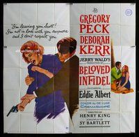 n160 BELOVED INFIDEL six-sheet movie poster '59 Greg Peck, Deborah Kerr