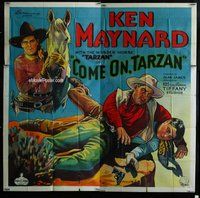 n167 COME ON TARZAN six-sheet movie poster '32 Ken Maynard western!