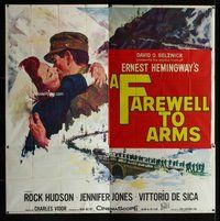 n177 FAREWELL TO ARMS six-sheet movie poster '58 Rock Hudson, Hemingway