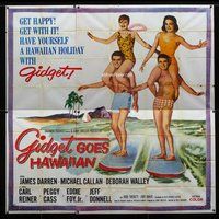 n186 GIDGET GOES HAWAIIAN six-sheet movie poster '61 cool surfing image!