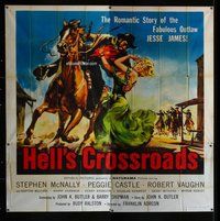n194 HELL'S CROSSROADS six-sheet movie poster '57 sexy Peggy Castle!