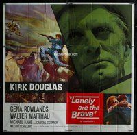n210 LONELY ARE THE BRAVE six-sheet movie poster '62 Kirk Douglas classic!