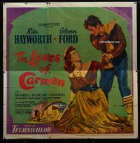 n213 LOVES OF CARMEN six-sheet movie poster '48 Glenn slaps Rita Hayworth!
