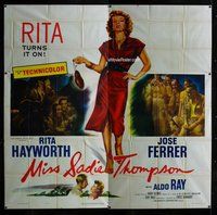n223 MISS SADIE THOMPSON six-sheet movie poster '54 smoking Rita Hayworth!