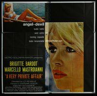 n268 VERY PRIVATE AFFAIR six-sheet movie poster '62 sexy Brigitte Bardot!