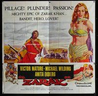 n275 ZARAK six-sheet movie poster '56 sexy Anita Ekberg, Victor Mature