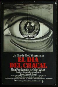 n662 DAY OF THE JACKAL Argentinean movie poster '73 eyeball image!