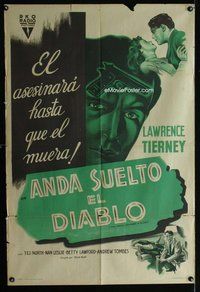n670 DEVIL THUMBS A RIDE Argentinean movie poster '47 Tierney