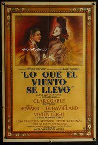 n696 GONE WITH THE WIND Argentinean movie poster '39 Clark Gable