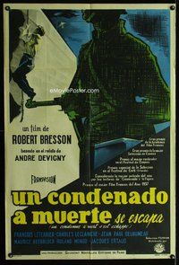 n744 MAN ESCAPED Argentinean one-sheet movie poster '56 Robert Bresson