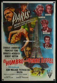 n745 MAN ON THE EIFFEL TOWER Argentinean movie poster '49 Laughton